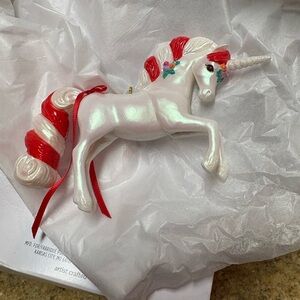 Hallmark Red and White Unicorn Ornament